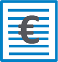 A blue and white striped sign with a symbol

Description automatically generated